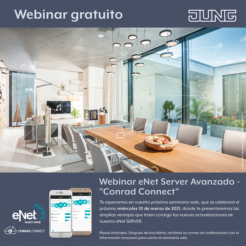 JUNG: nuevo webinar “eNet Server Avanzado - Conrad Connect" JUNG nuevo webinar eNet Server Avanzado Conrad Connect 1