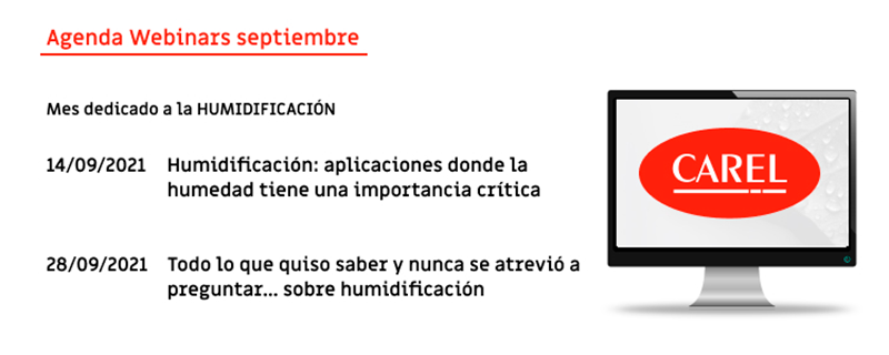 CAREL Ibérica: ¡volvemos en septiembre con nuevos webinars!