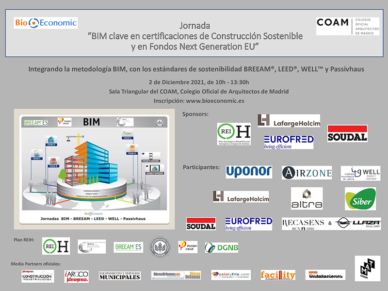 BIOeconomic, Jornada Presencial + Streaming “BIM clave en certificaciones de Construcción Sostenible y en Fondos Next Generation EU” COAM