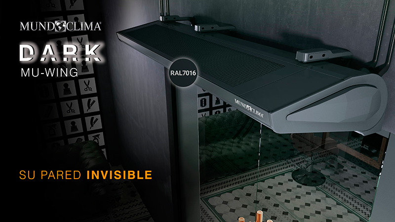 SALVADOR Escoda S.A presenta la nueva serie de cortinas de aire Mundoclima DARK MU WING con motor EC de alta eficiencia 