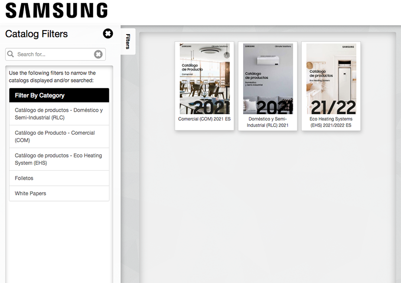 SAMSUNG Climate Solutions lanza una herramienta con todos sus catálogos online