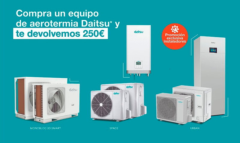 EUROFRED lanza una nueva promoción que incentiva las soluciones sostenibles de aerotermia de Daitsu y Fujitsu con una bonificación de hasta 250€ EUROFRED lanza una nueva promoción que incentiva las soluciones sostenibles de aerotermia de Daitsu y Fujitsu con una bonificación de hasta 250€