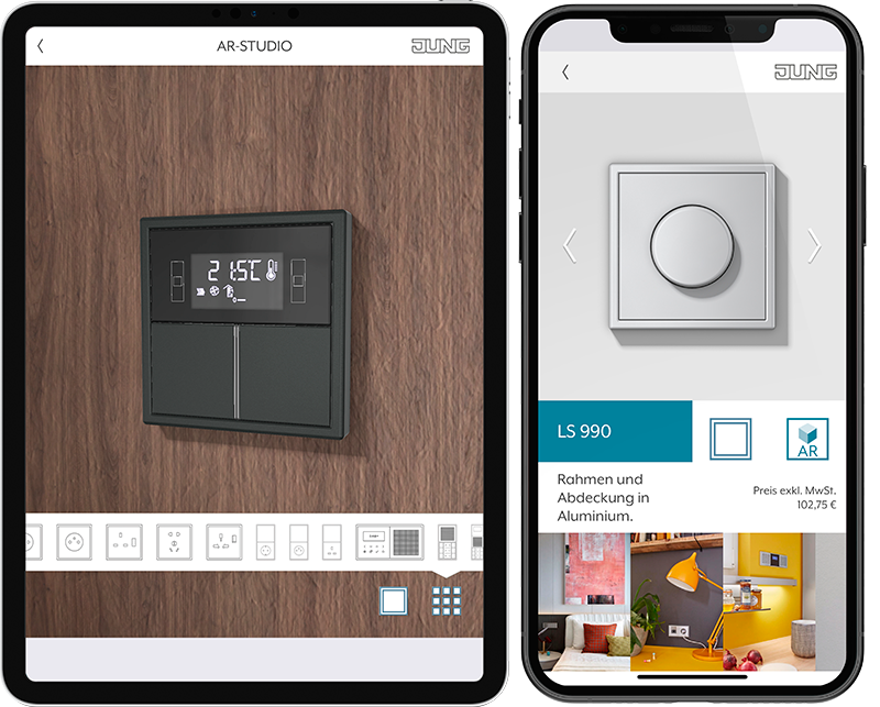 JUNG actualiza AR-Studio, su app de realidad aumentadaque incluye materiales y colores de más de 2.000 productos
