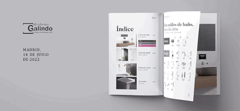 Griferías GALINDO, "grifería de vanguardia para amantes del diseño y la tecnología en el catálogo para este 2022"