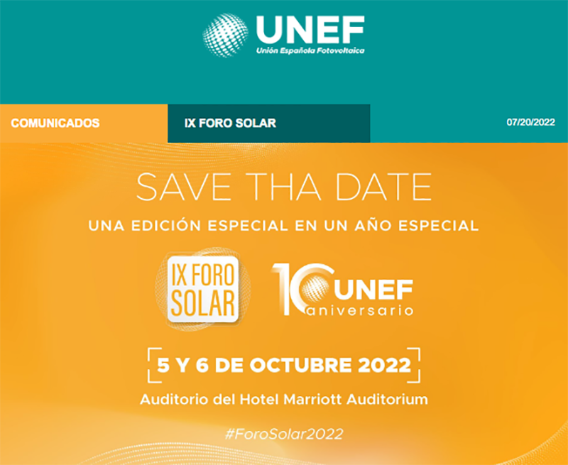 UNEF, cuenta atrás para el IX Foro Solar ¡reserva ya tu plaza!