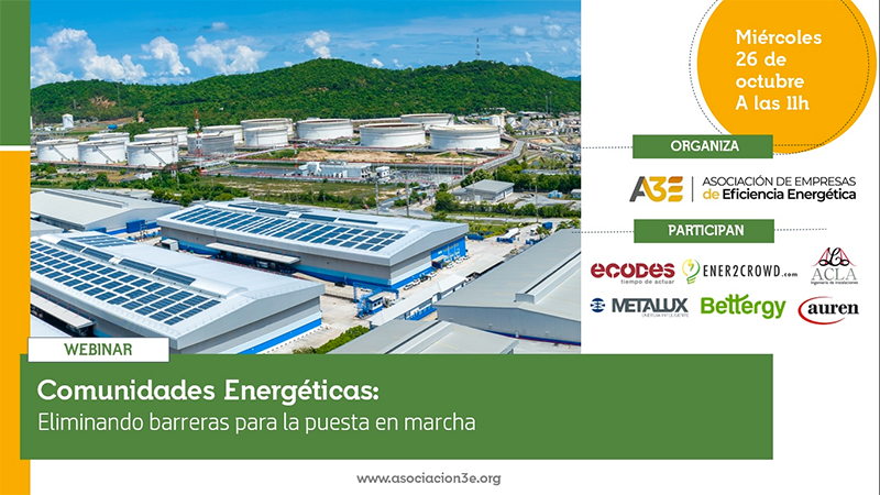 A3E, webinar comunidades energéticas: eliminando barreras para la puesta en marcha