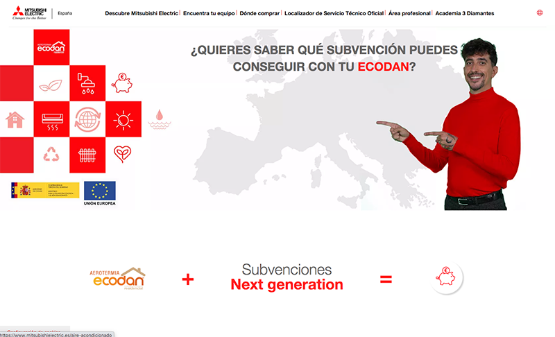 MITSUBISHI Electric te ayuda a conseguir las subvenciones Next Generation para equipos de aerotermia ECODAN