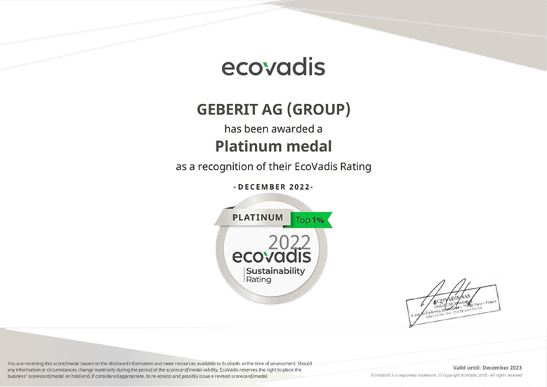 Certificado Platino Geberit EcoVadis1