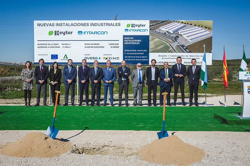 KEYTER INTARCON GENAQ, se coloca la primera piedra de las nuevas instalaciones en Lucena, Córdoba, primer fabricante de equipos de refrigeración y climatización